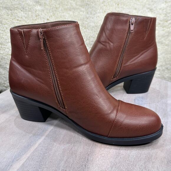 Easy Street Bean Womens Ankle Boots Size 9 WW Brown Round Toe Dressy Boots New - Picture 3 of 12